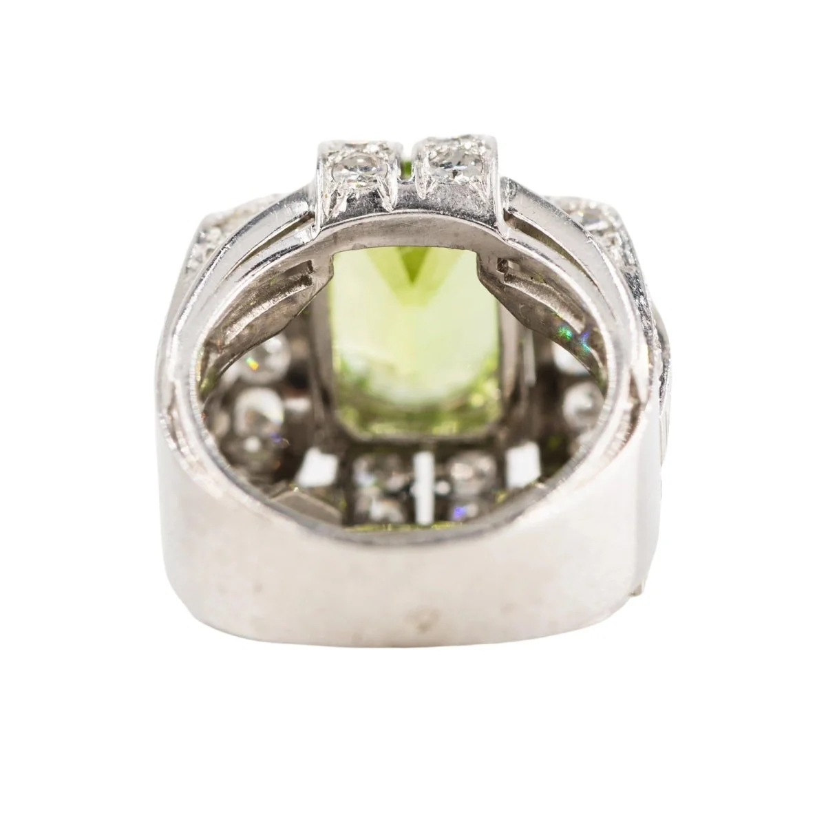 Bague Tank en platine, péridot et diamants - Image 5