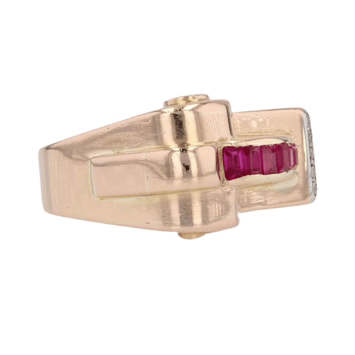 Bague Tank en or rose, rubis et diamants - Image 5