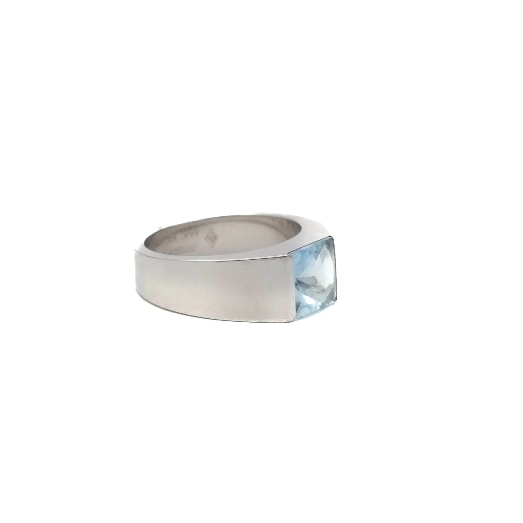 Bague CARTIER Tank en or gris et aigue-marine - Image 3
