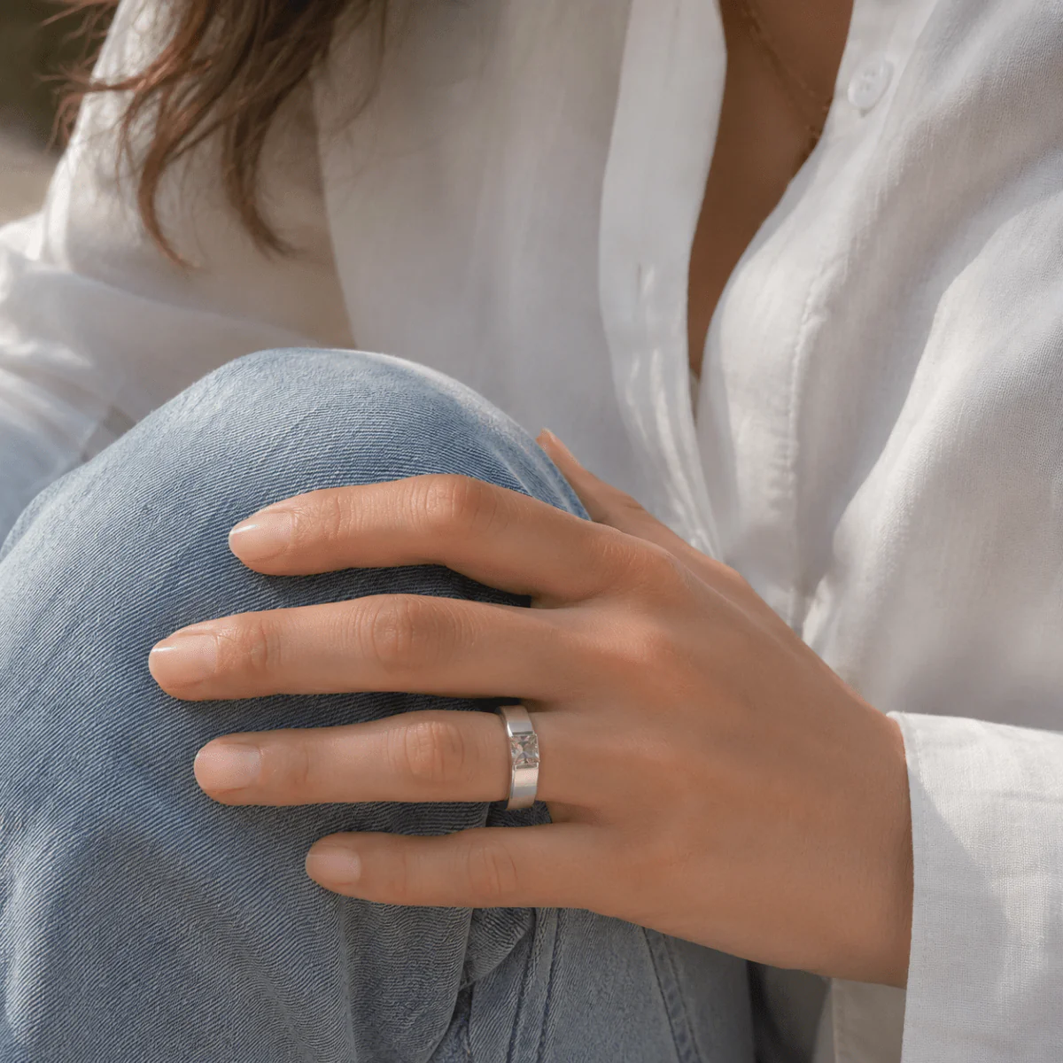 Bague Tank CARTIER en or blanc et tourmaline - Image 2