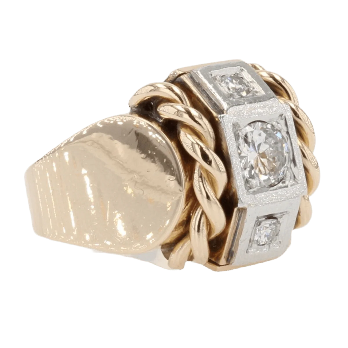 Bague Tank en or jaune, platine et diamants - Image 5