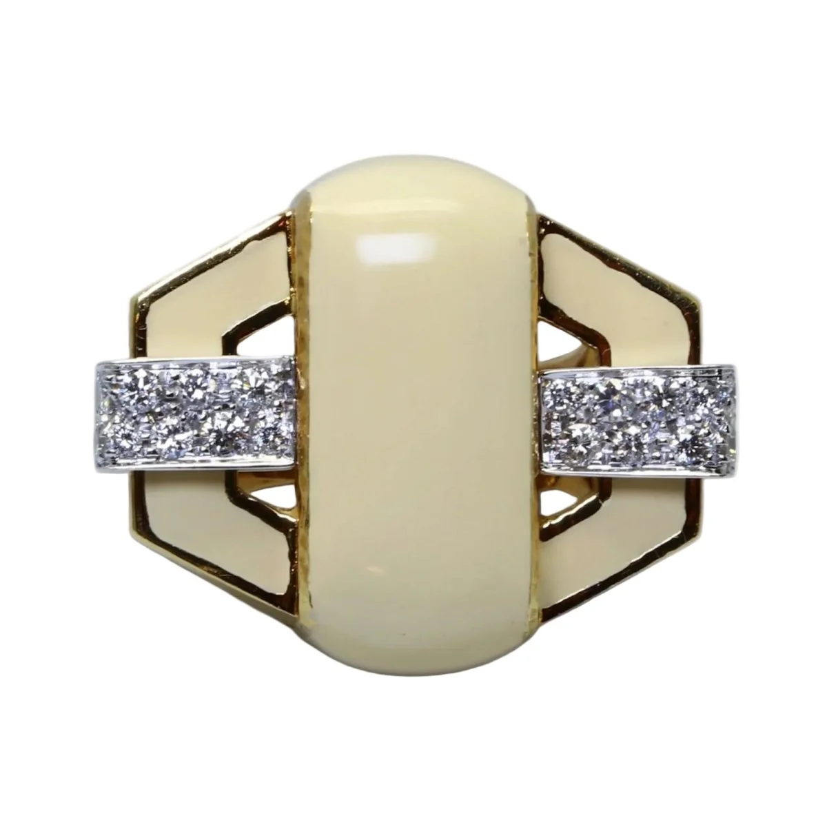Bague Tank DAVID WEBB en or jaune, émail et diamants - Image 10