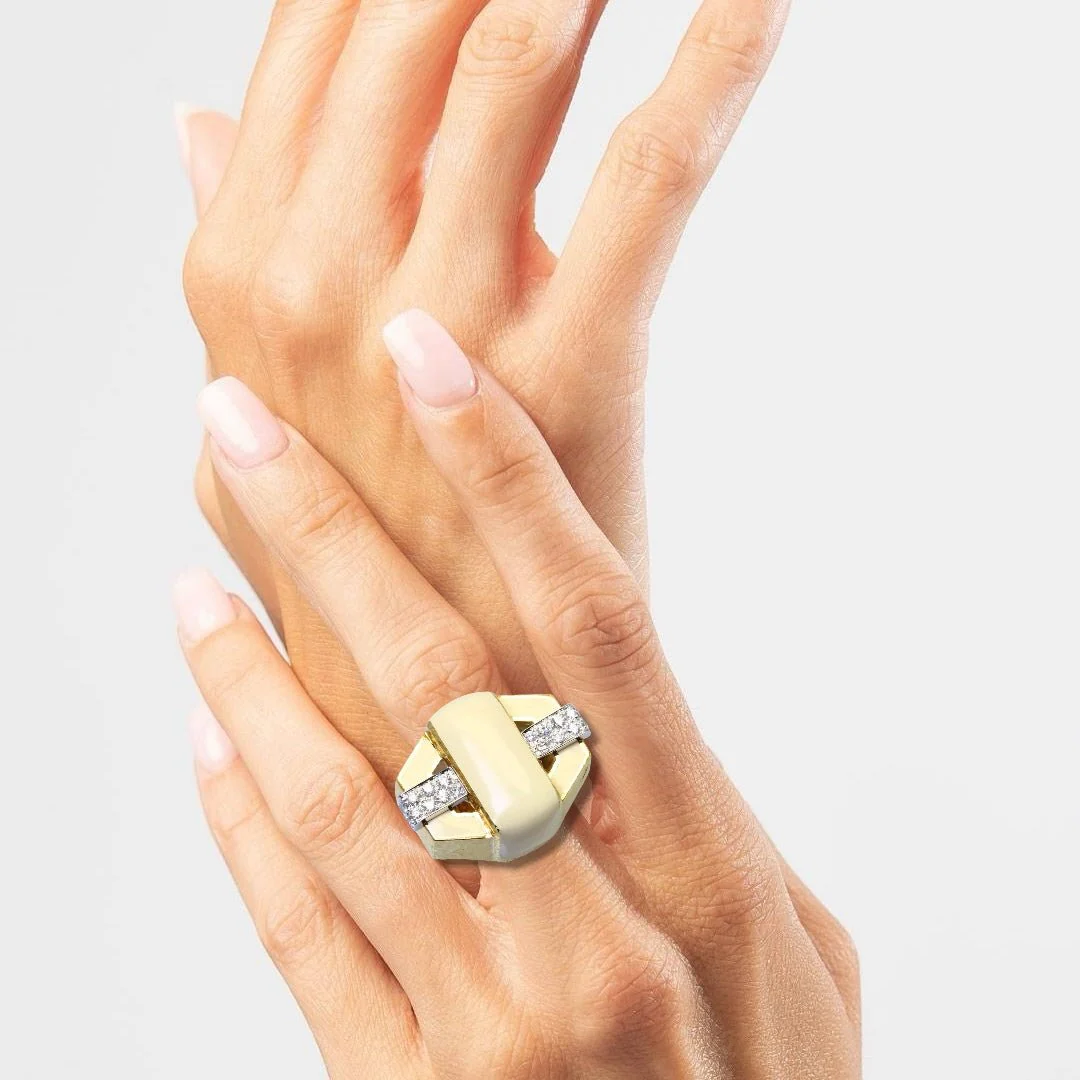 Bague Tank DAVID WEBB en or jaune, émail et diamants - Image 11