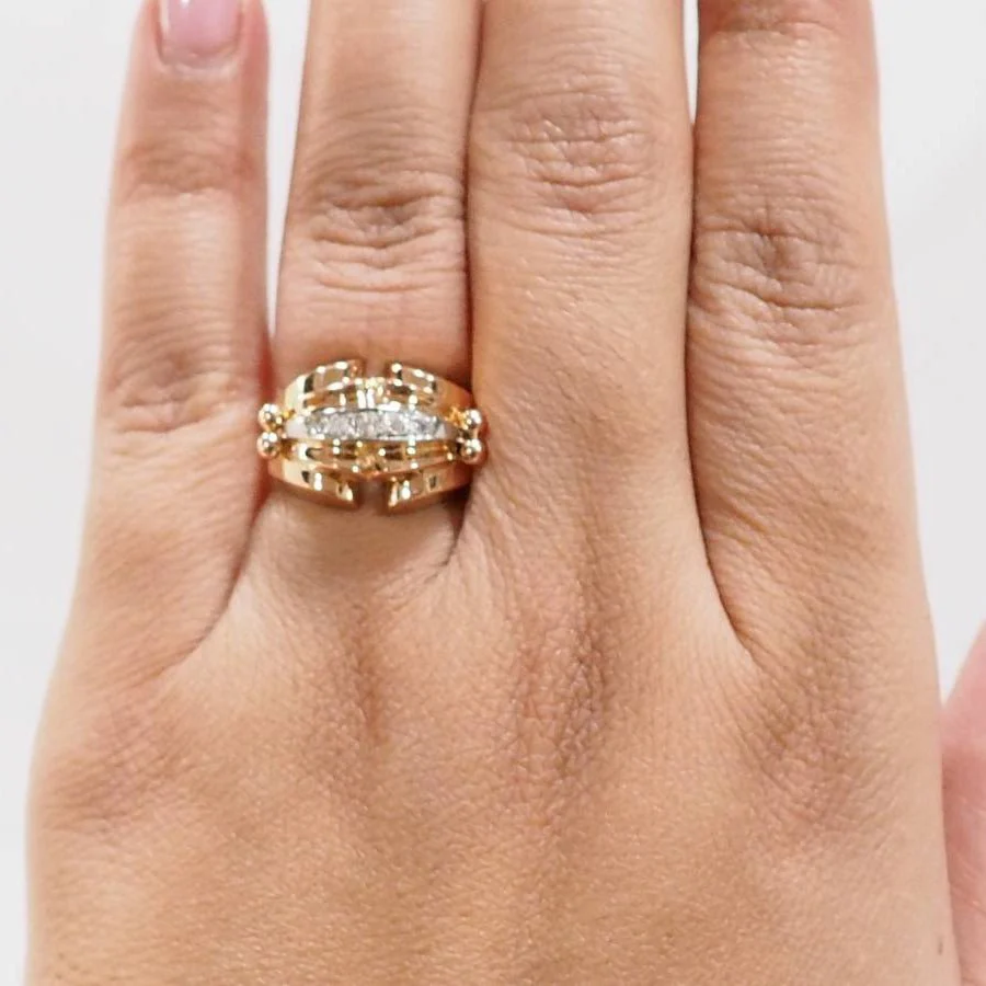 Bague tank des années 40 en or rose et diamants - Image 2