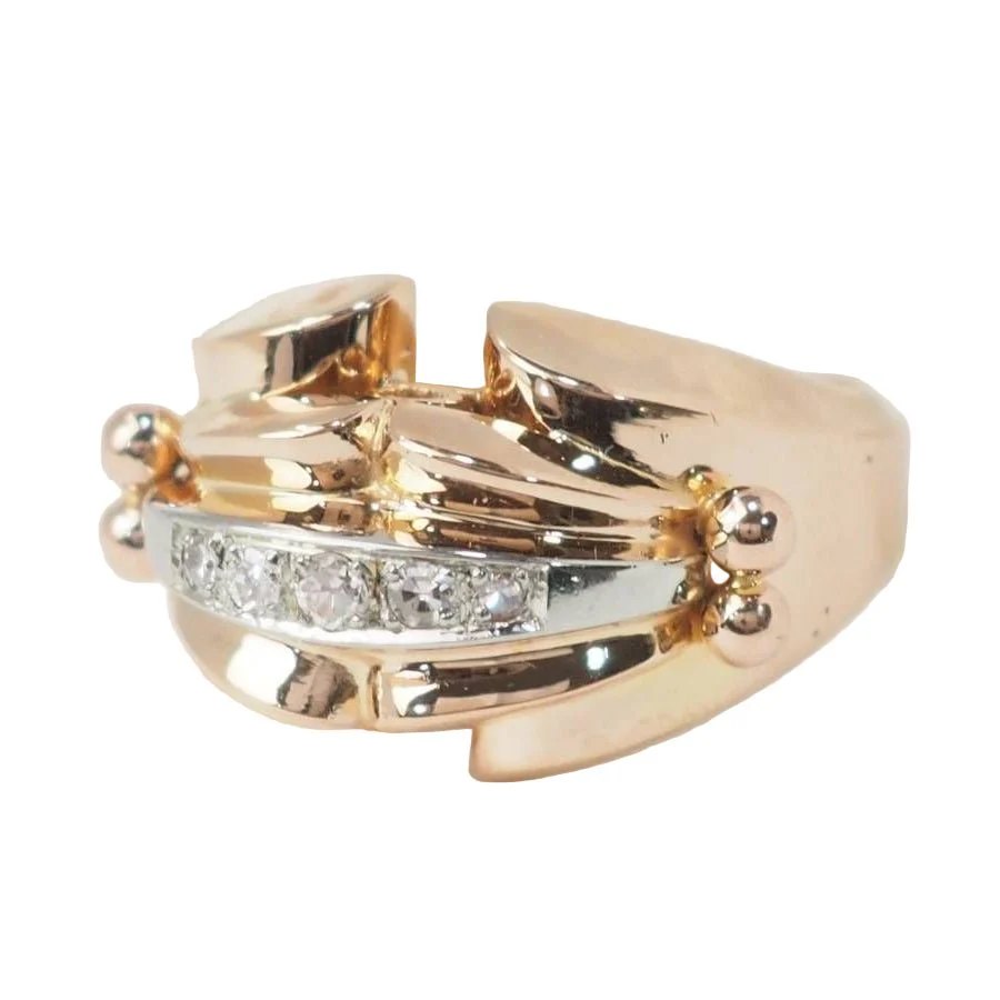 Bague tank des années 40 en or rose et diamants - Image 3