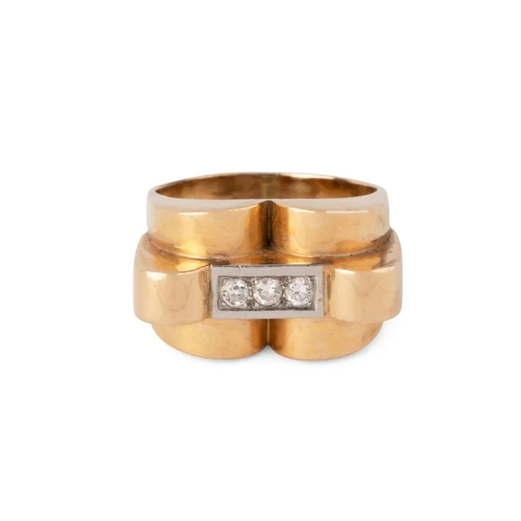 Bague Tank en or jaune et diamants