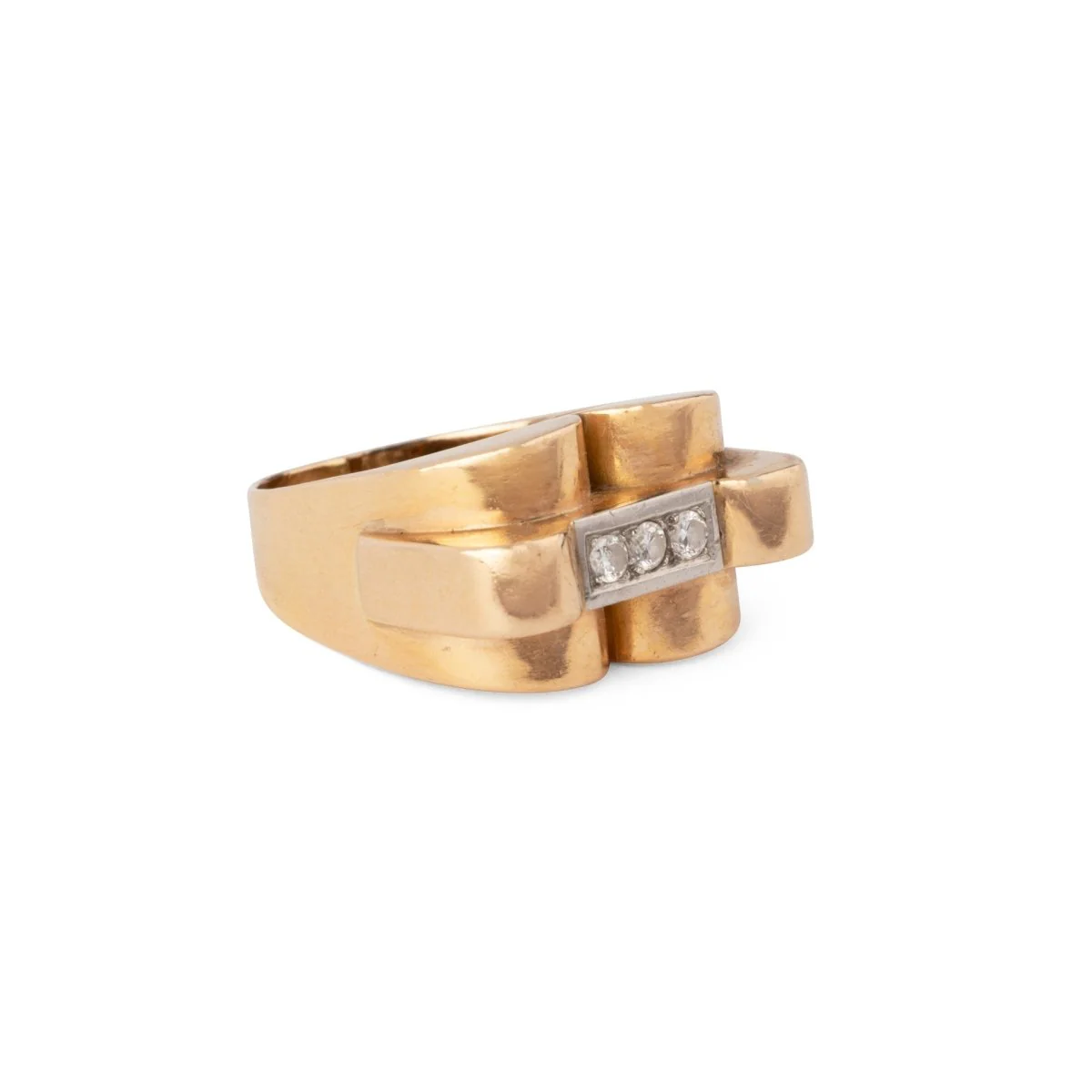 Bague Tank en or jaune et diamants - Image 3