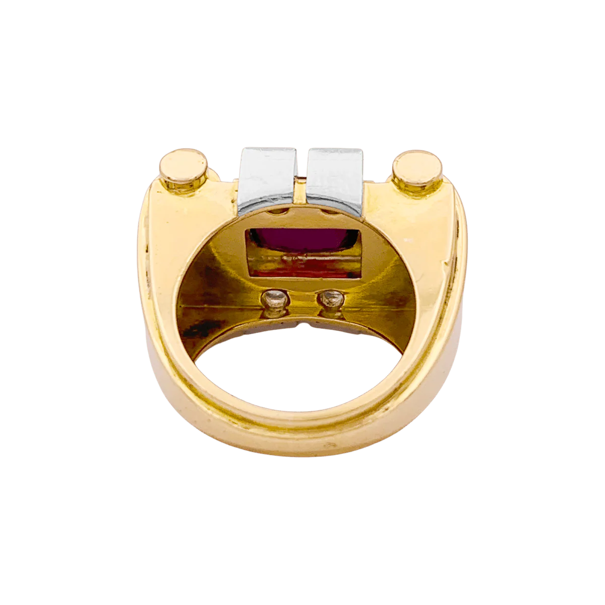 Bague Tank en or blanc, or jaune, grenat et diamants - Image 4