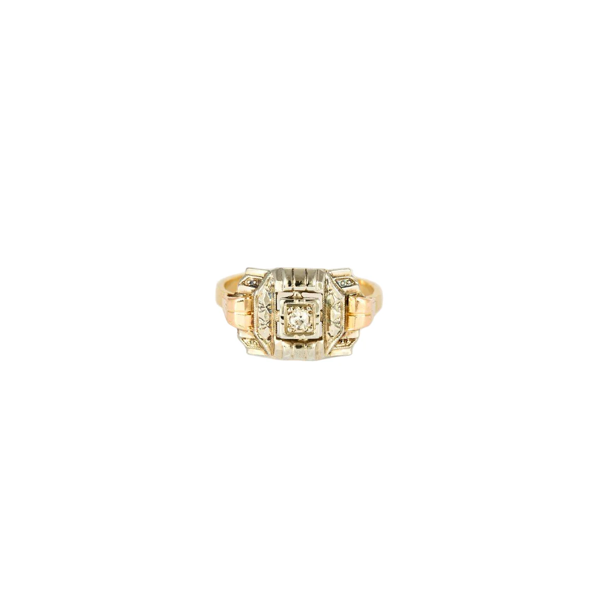 Bague Tank en or jaune, or blanc et diamant