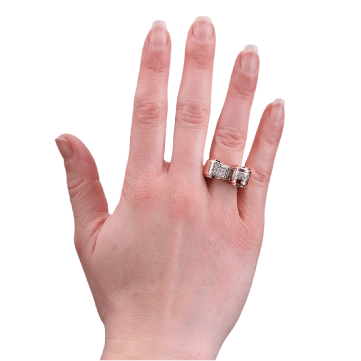 Bague Tank en or jaune, platine et diamants - Image 2
