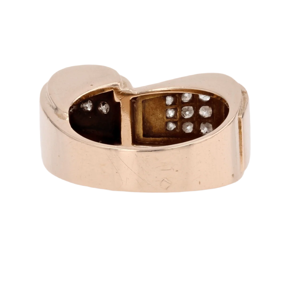 Bague Tank en or jaune, platine et diamants - Image 4