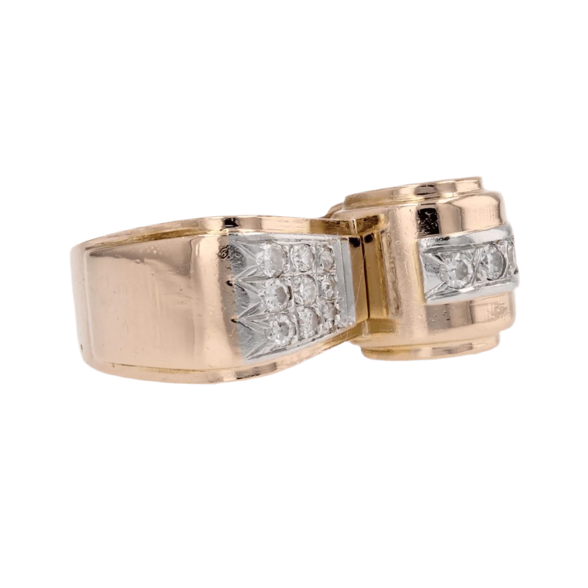 Bague Tank en or jaune, platine et diamants - Image 5