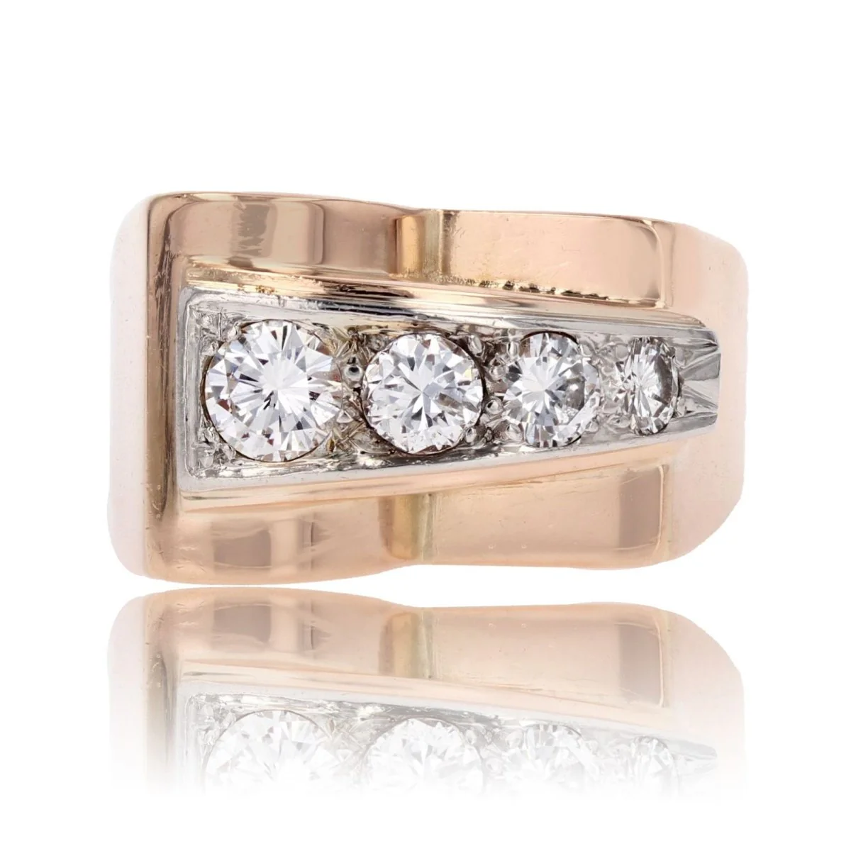 Bague Tank en or rose et diamants