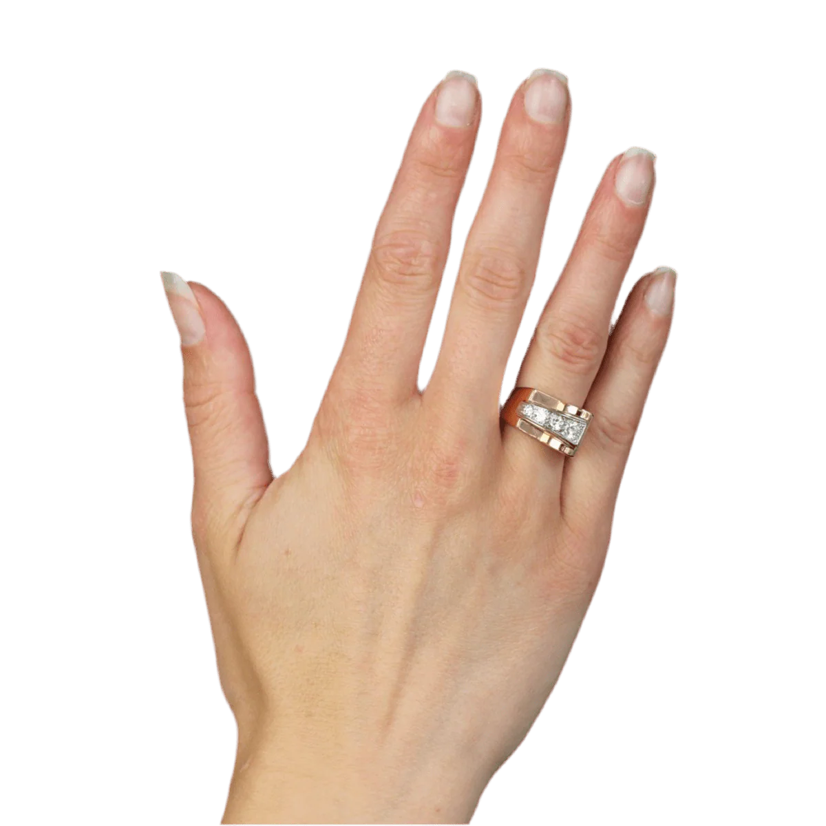 Bague Tank en or rose et diamants - Image 2
