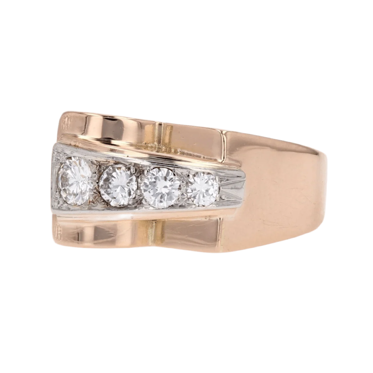 Bague Tank en or rose et diamants - Image 3