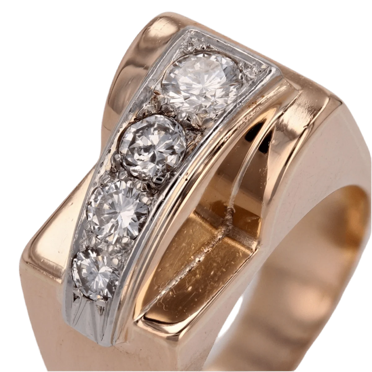 Bague Tank en or rose et diamants - Image 7