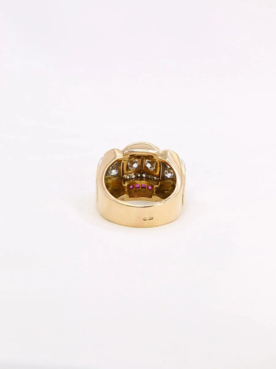 Bague tank diamants rubis calibrés - Image 5