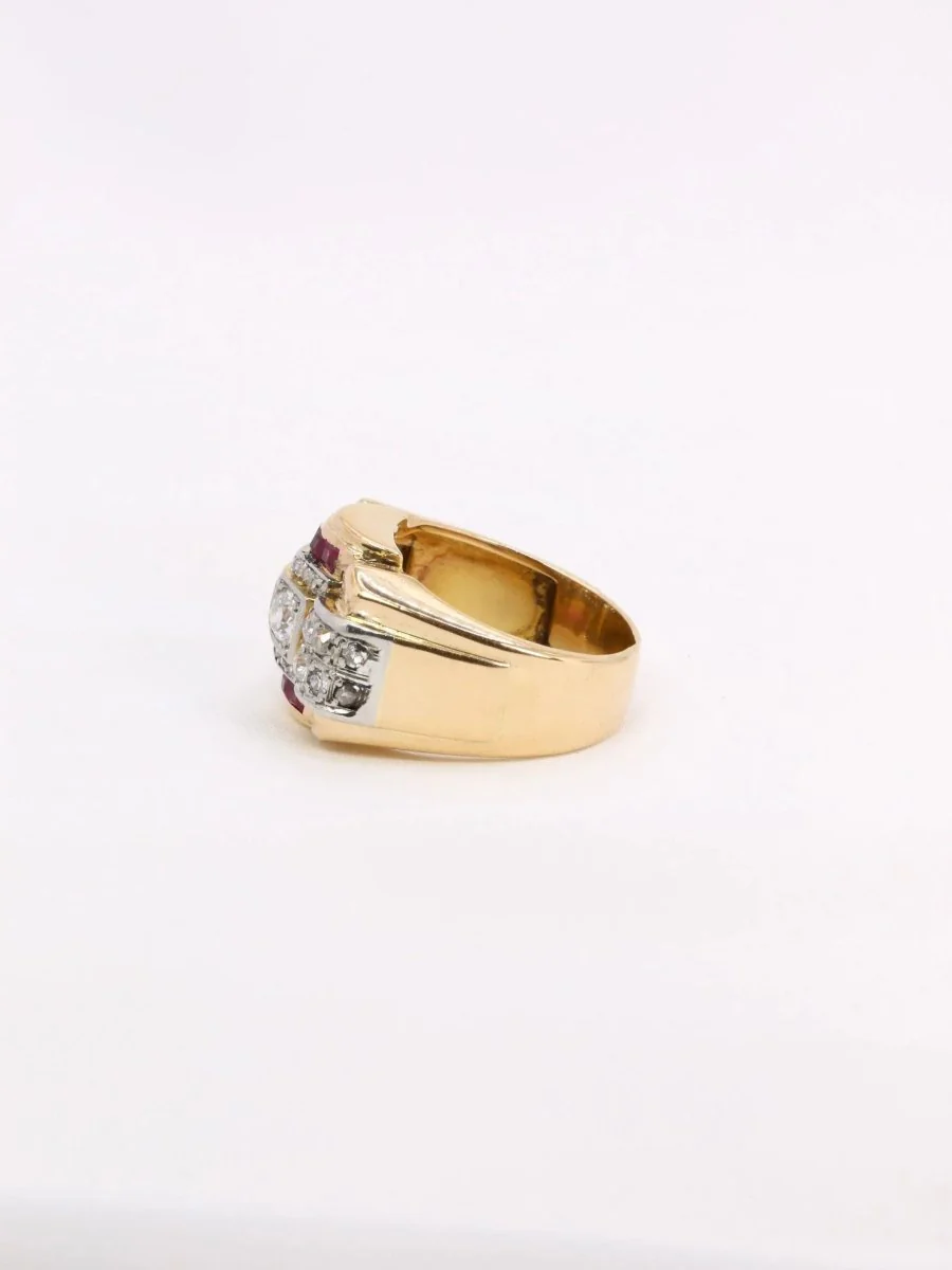 Bague tank diamants rubis calibrés - Image 6