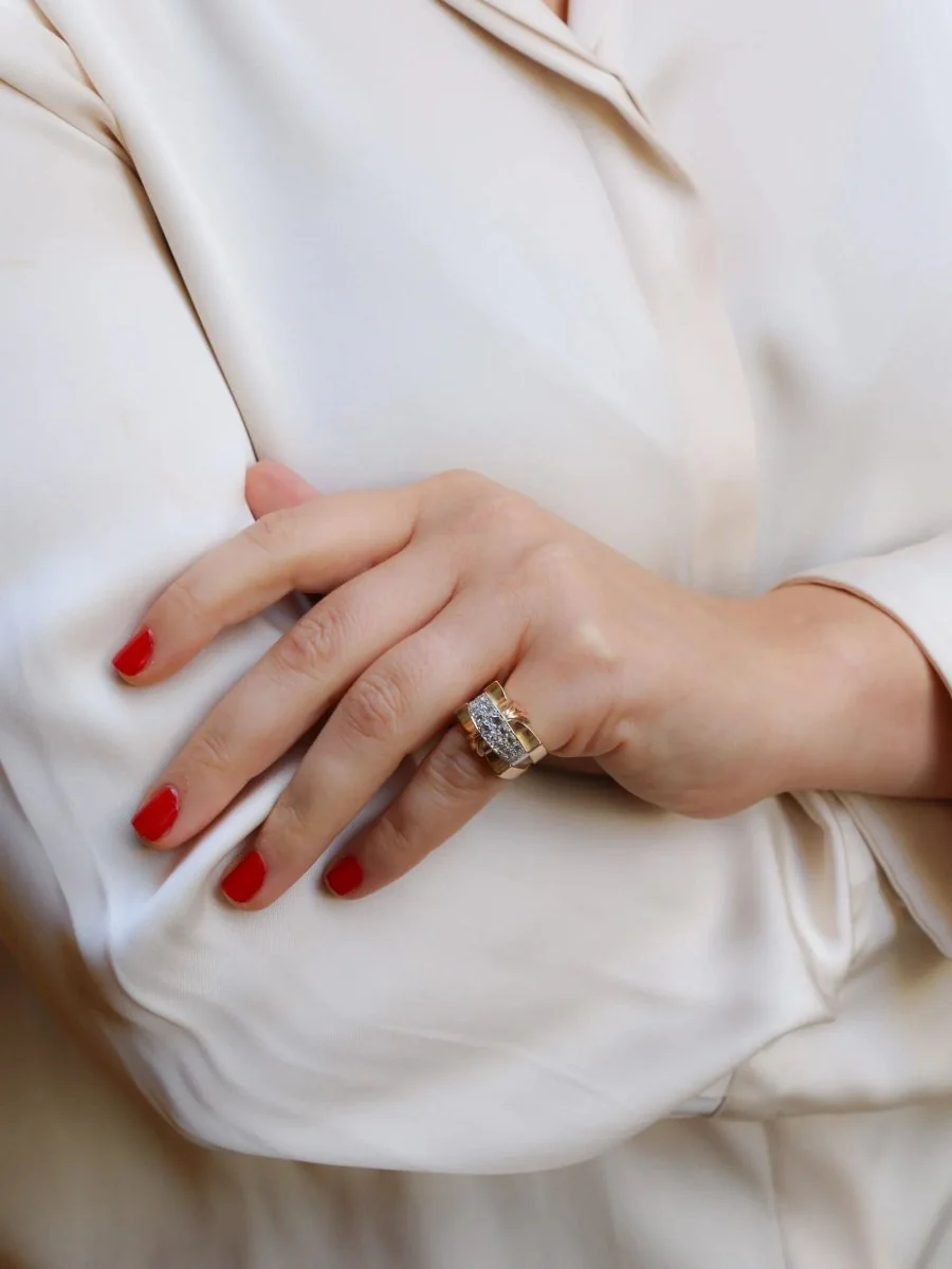 Bague Tank diamants taille rose - Image 9