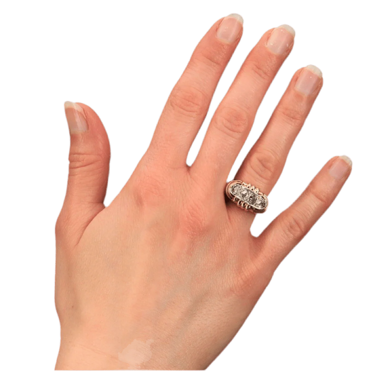Bague Tank en or jaune, platine et diamants - Image 2