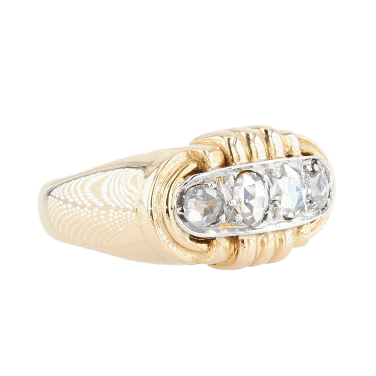 Bague Tank en or jaune, platine et diamants - Image 5