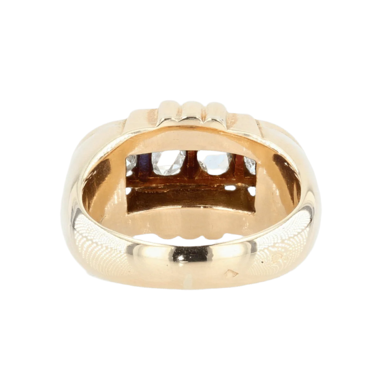 Bague Tank en or jaune, platine et diamants - Image 6