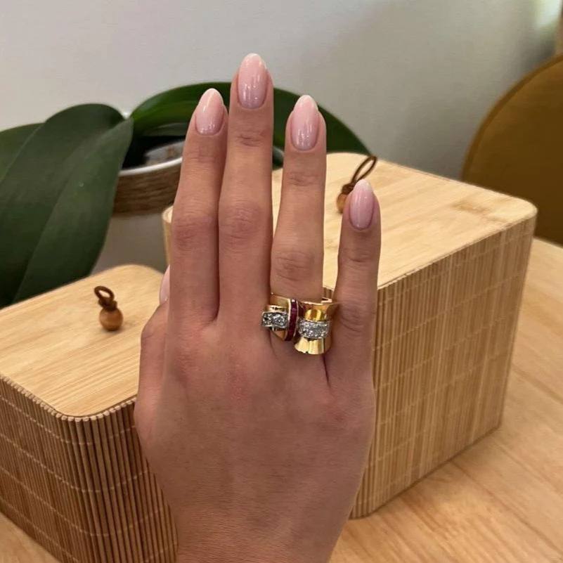 Bague tank d'occasion rubis et diamants - Image 2
