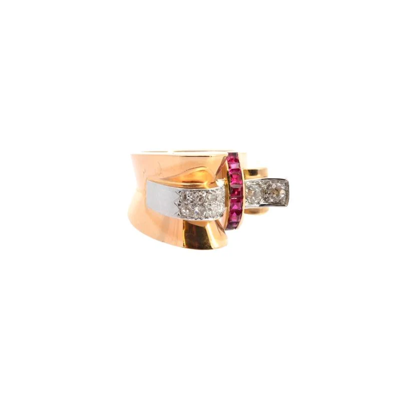 Bague tank d'occasion rubis et diamants - Image 3