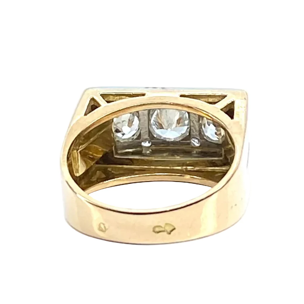 Bague Tank en or jaune, platine et diamants - Image 4