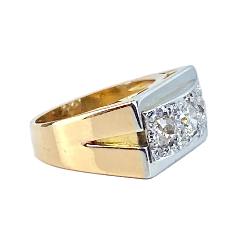 Bague Tank en or jaune, platine et diamants - Image 5