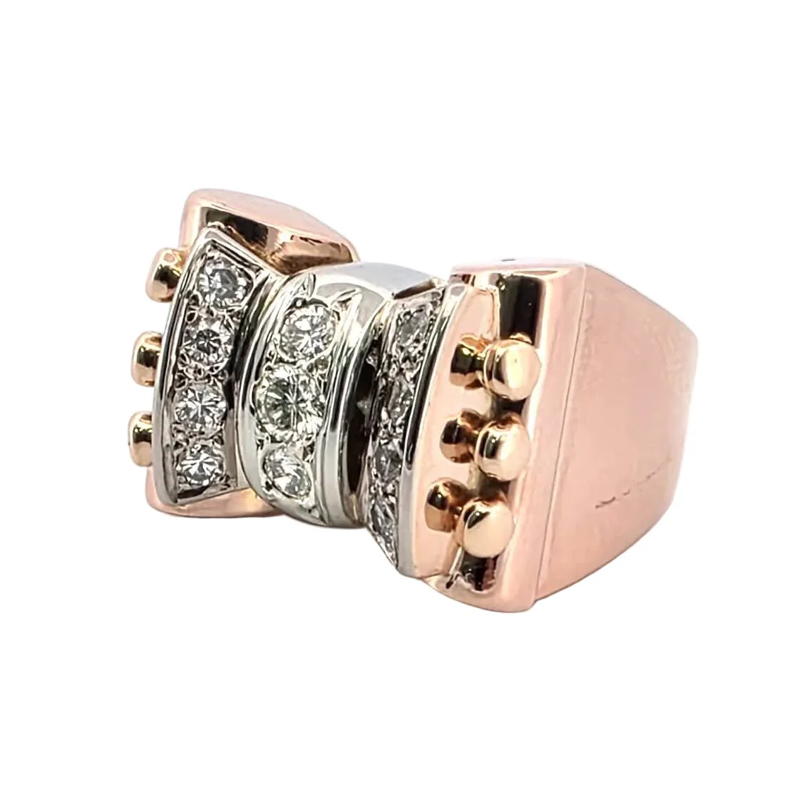 Bague Tank en or blanc, or rose et diamants - Image 3