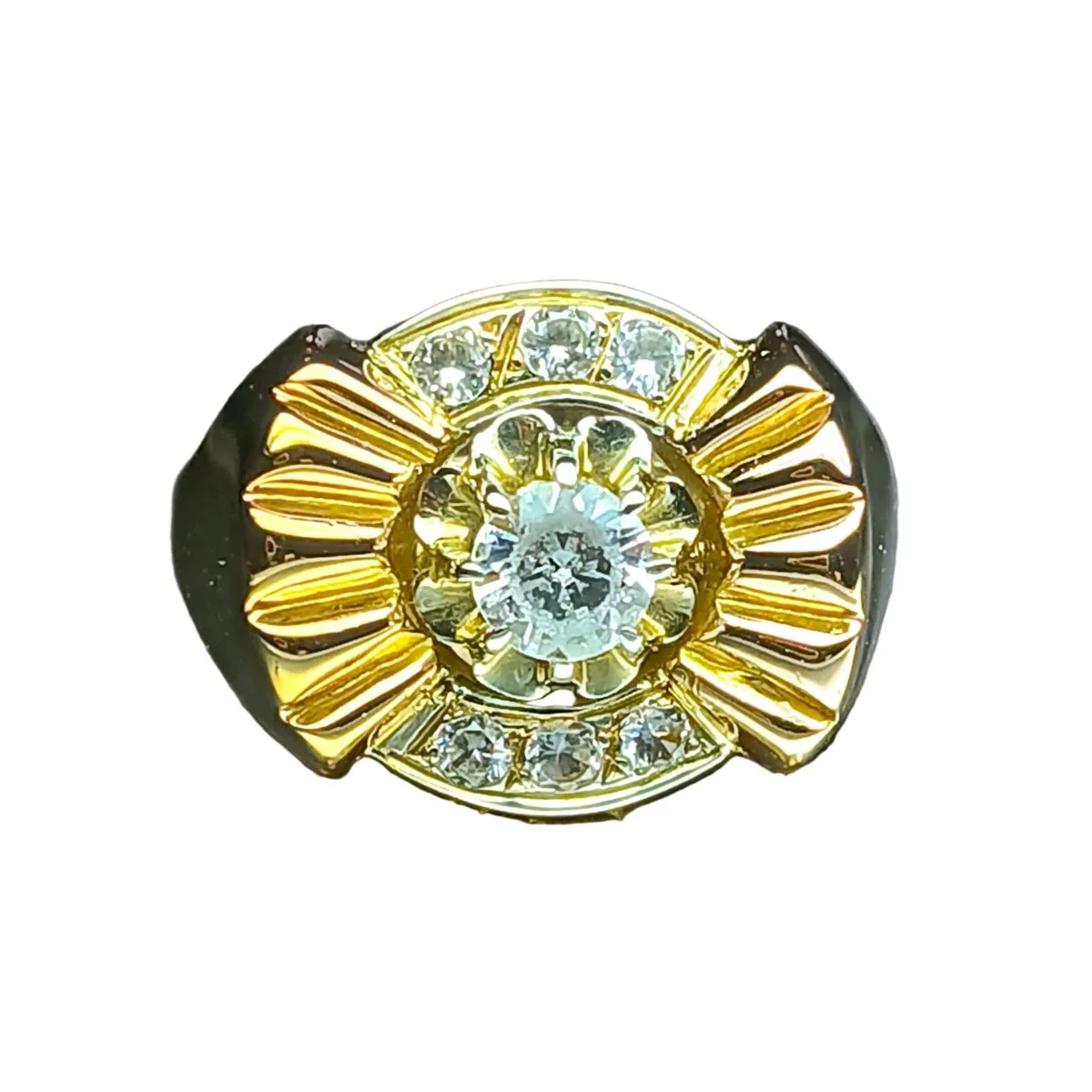 Bague Tank en or blanc, or rose et topazes