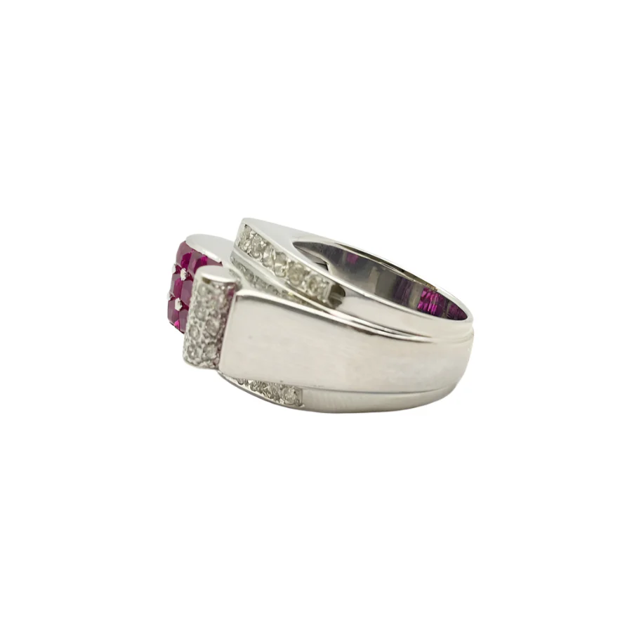 Bague Tank en or blanc, rubis et diamants - Image 5