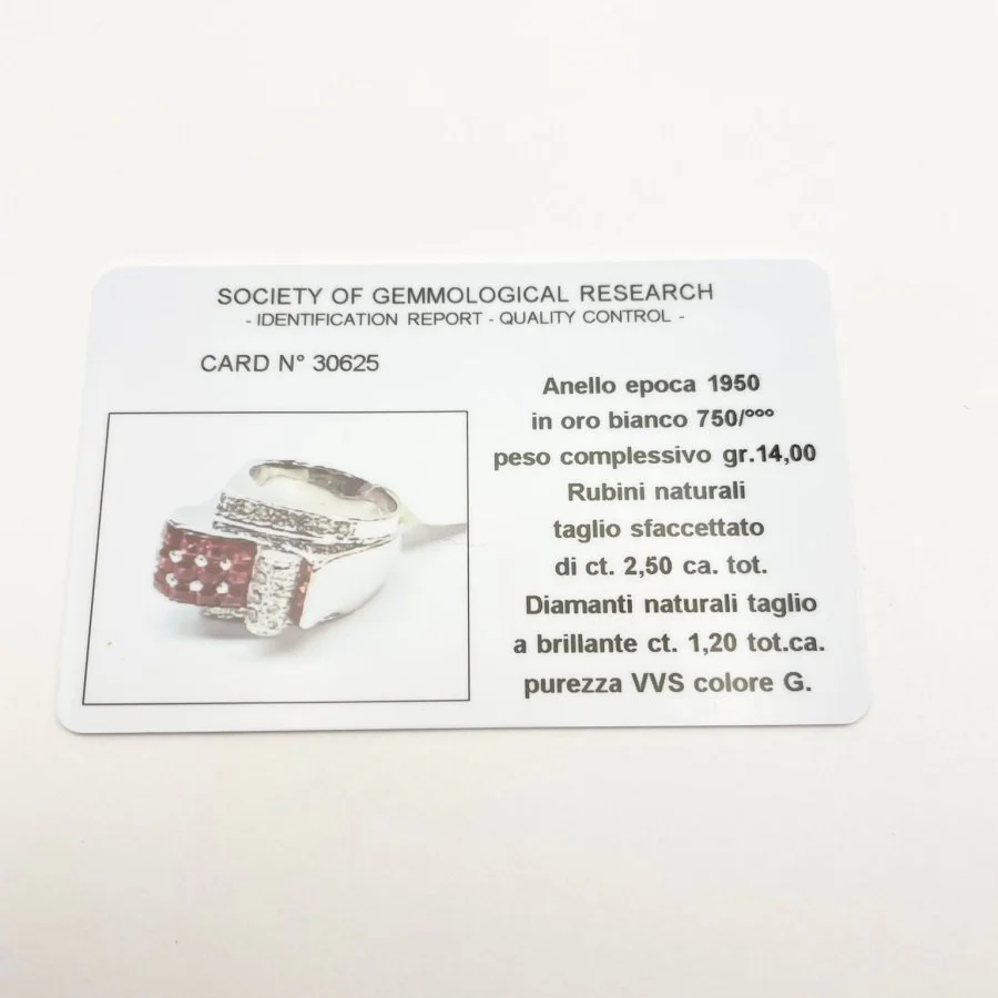Bague Tank en or blanc, rubis et diamants - Image 6