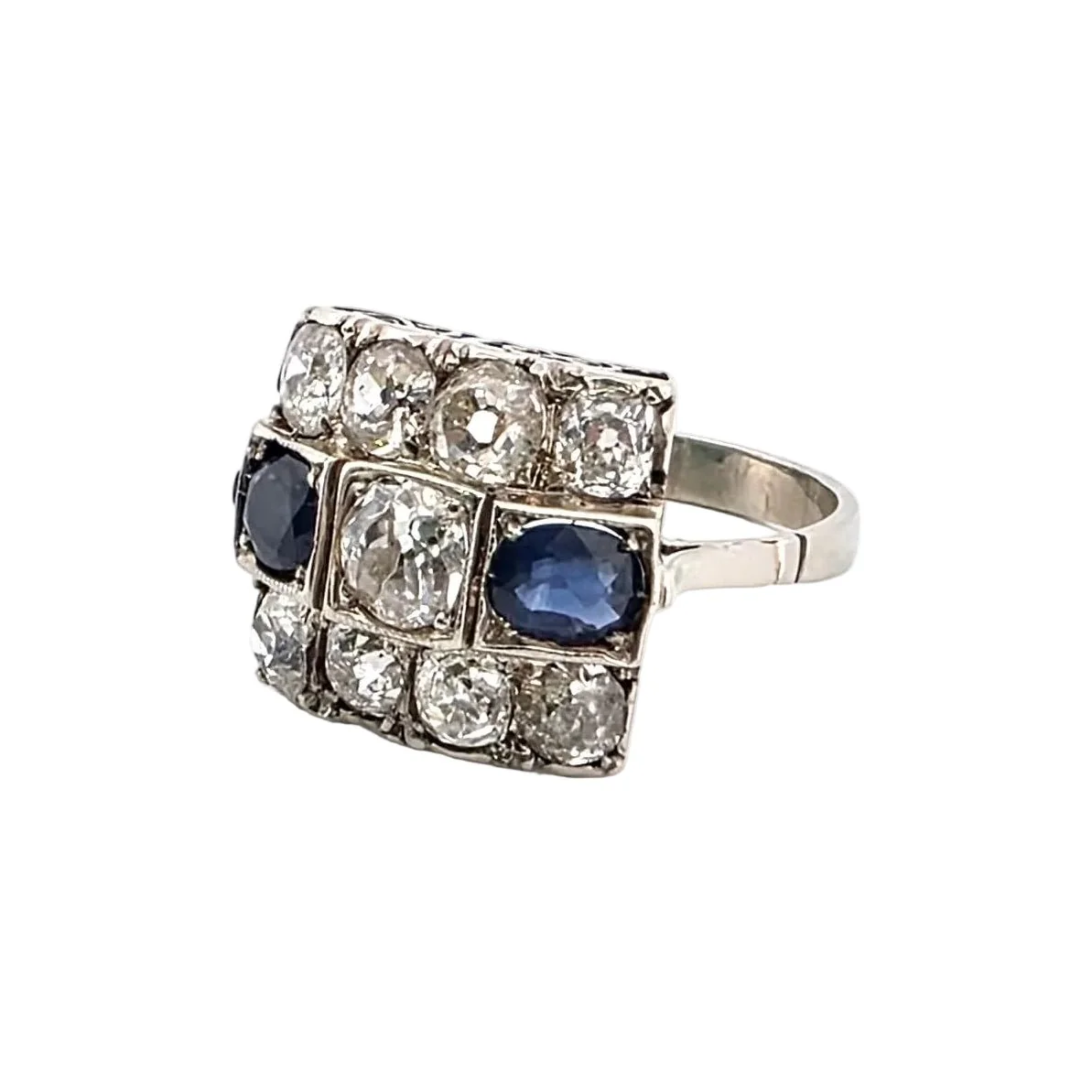 Bague Tank en or blanc, saphirs et diamants - Image 2