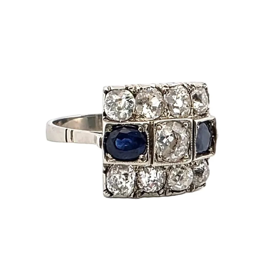 Bague Tank en or blanc, saphirs et diamants - Image 4