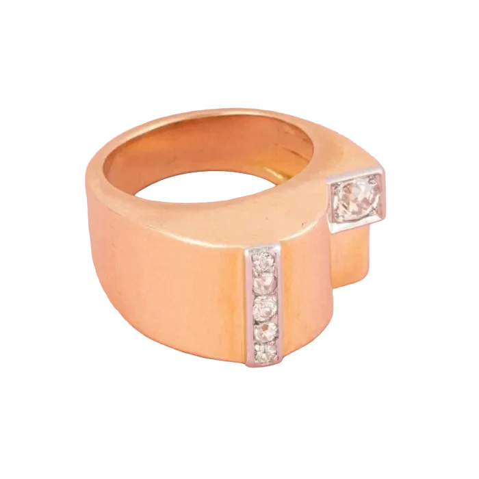 Bague Tank en or jaune, platine et diamants - Image 5