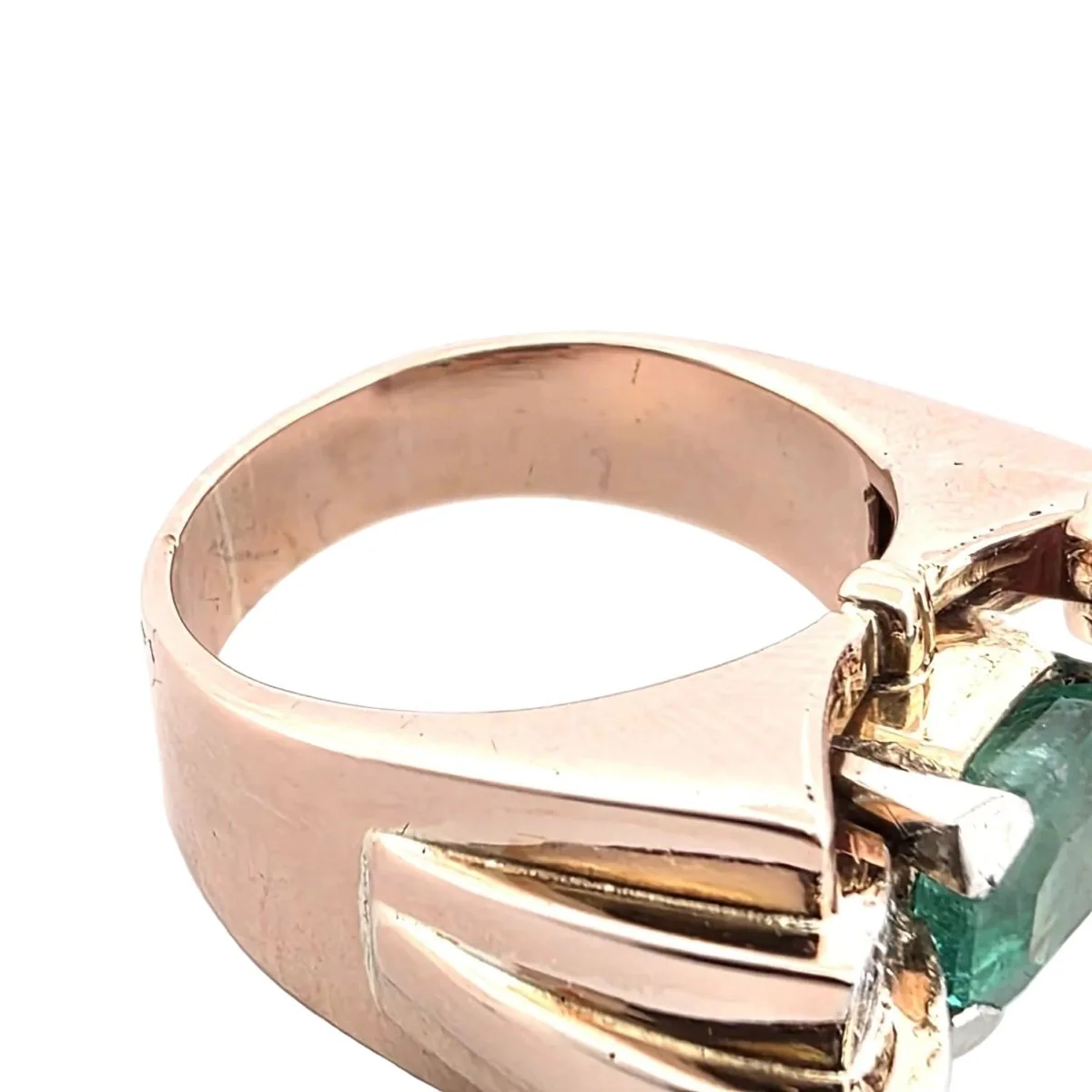 Bague Tank en or jaune, émeraude, rubis et diamants - Image 6