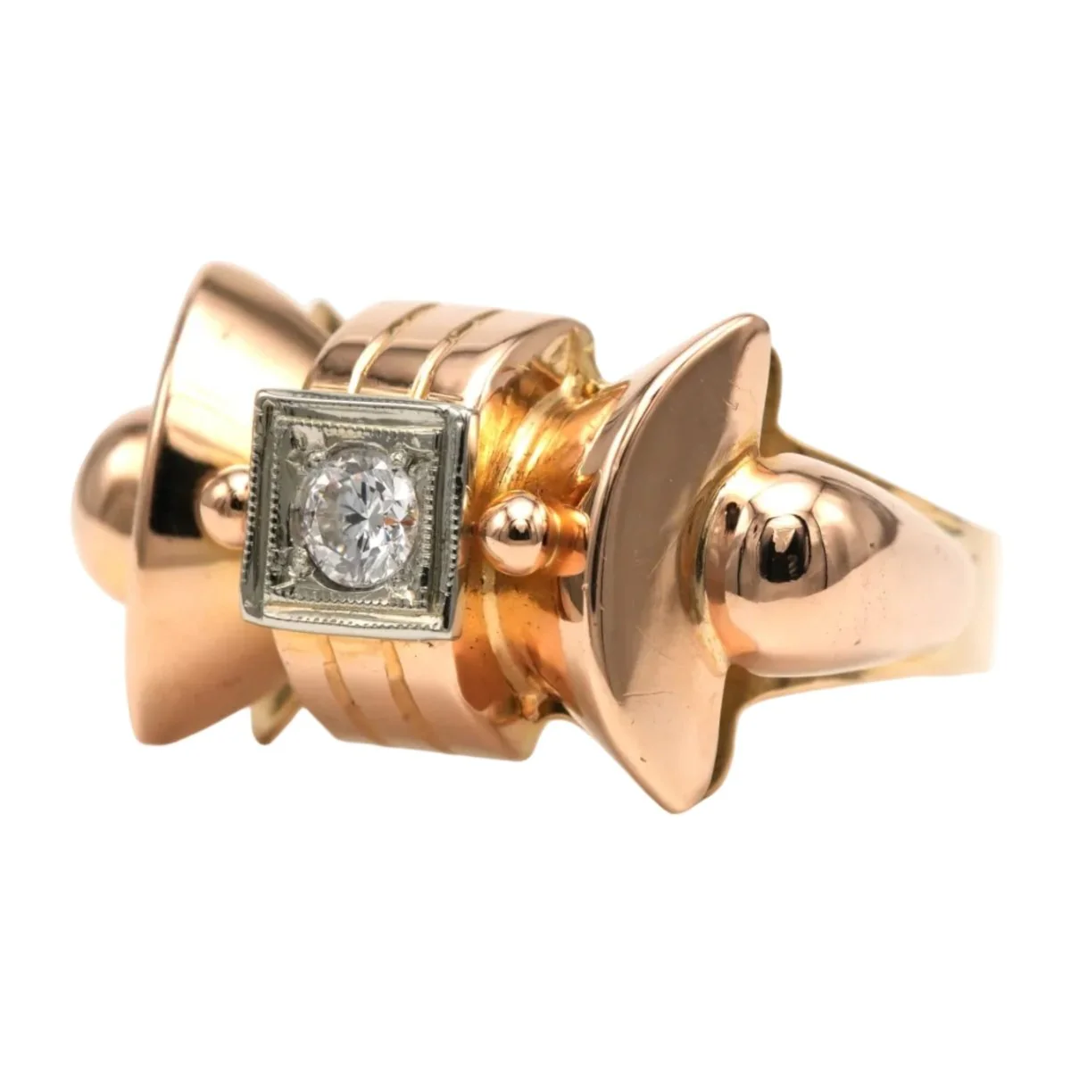 Bague Tank en or jaune et diamants - Image 2