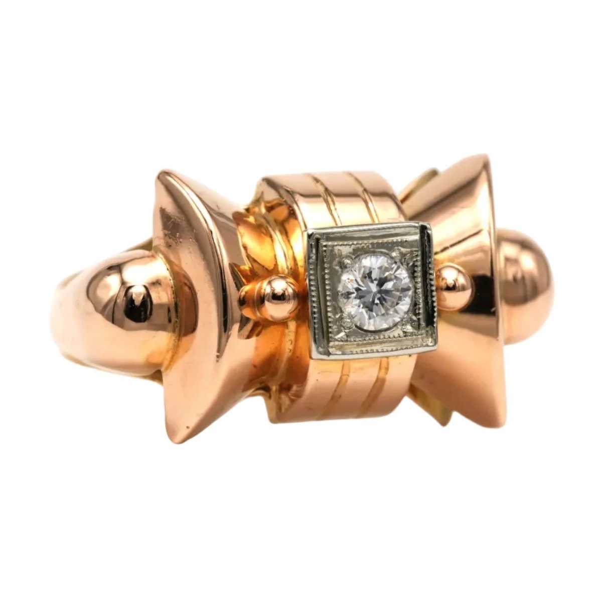 Bague Tank en or jaune et diamants - Image 6