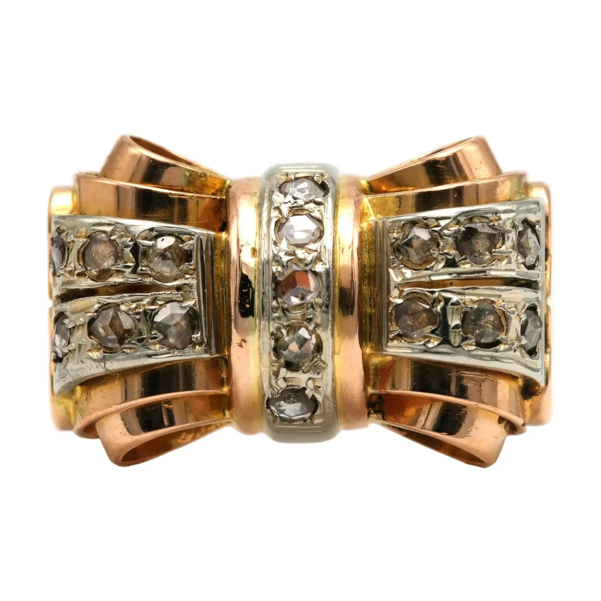 Bague Tank en or jaune et diamants
