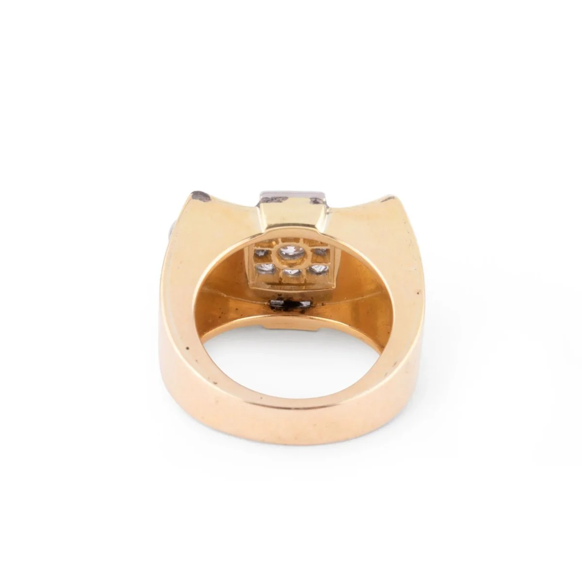 Bague Tank en or jaune et platine - Image 3