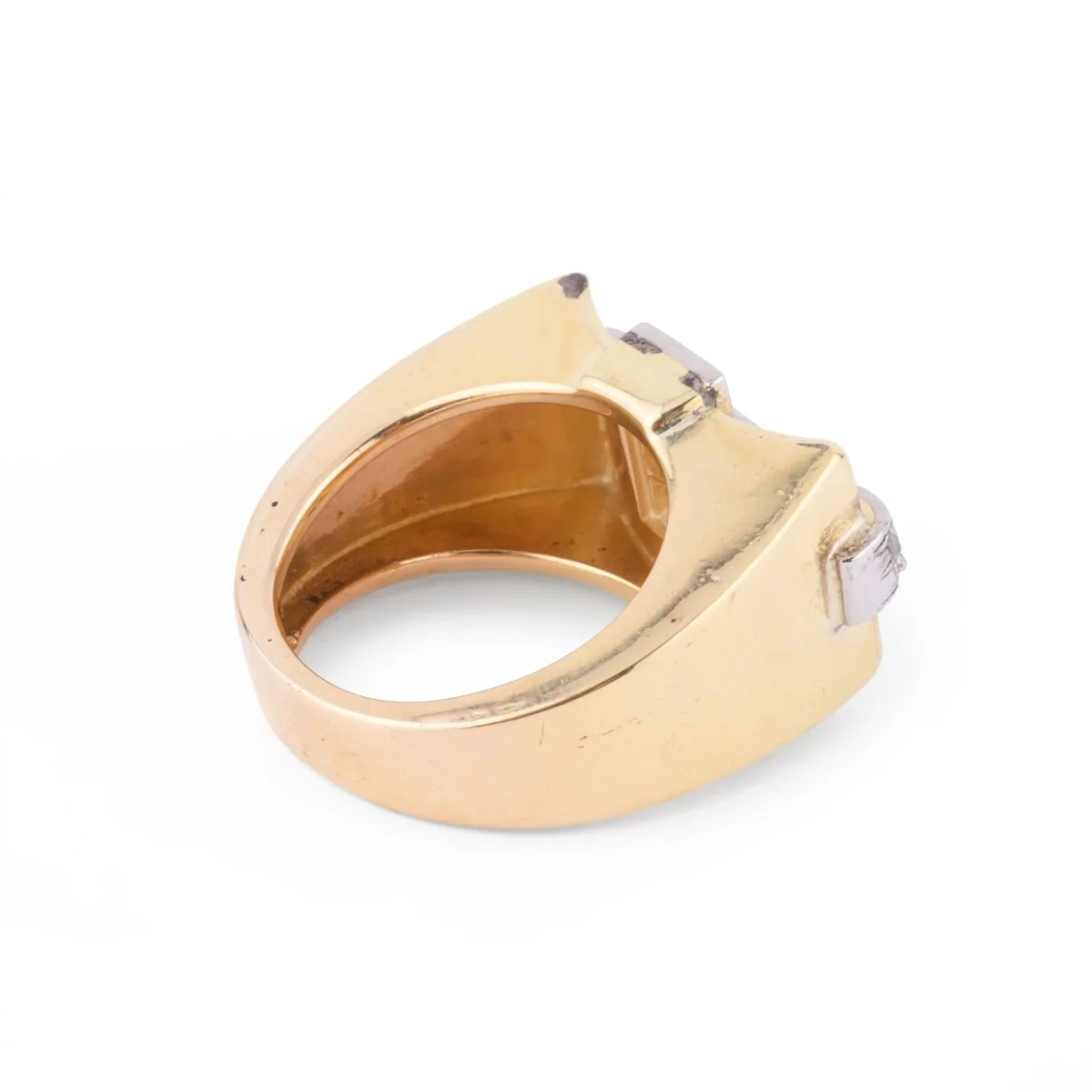 Bague Tank en or jaune et platine - Image 4