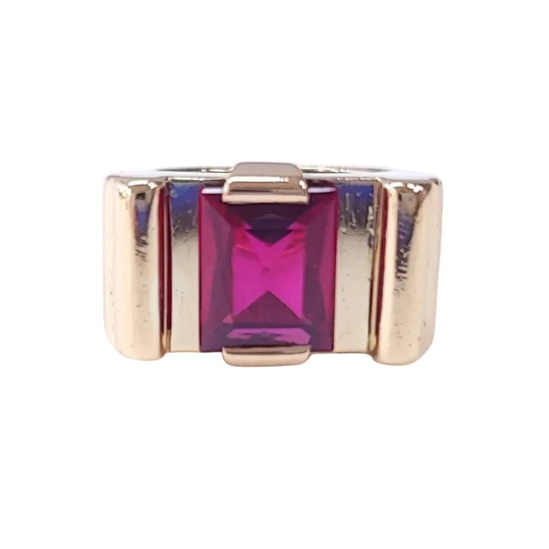 Bague Tank en or jaune et rubis