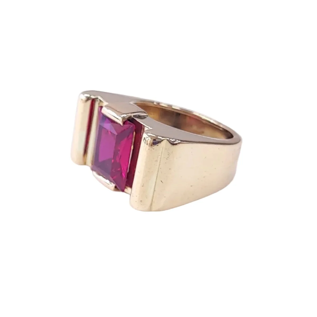 Bague Tank en or jaune et rubis - Image 3
