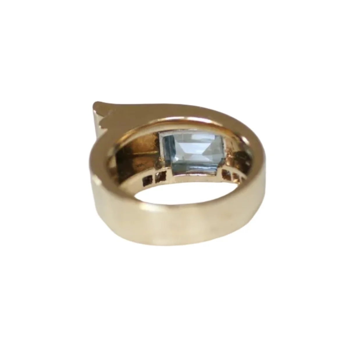 Bague Tank en or jaune, platine, aigue-marine et diamants - Image 5