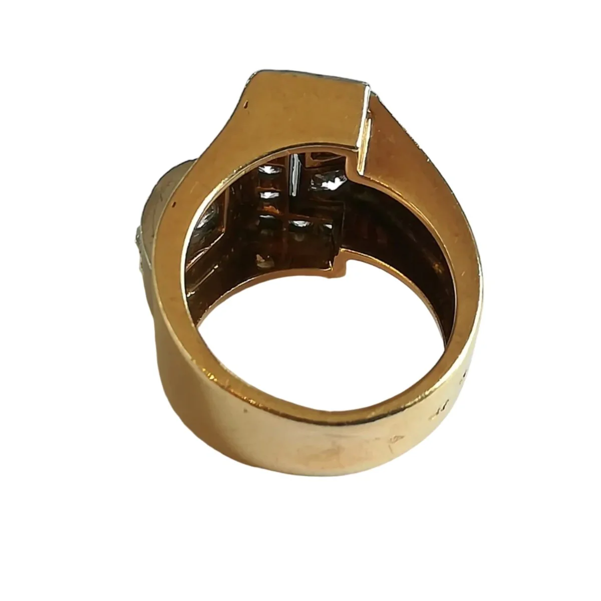 Bague Tank en or jaune, platine et diamants - Image 3