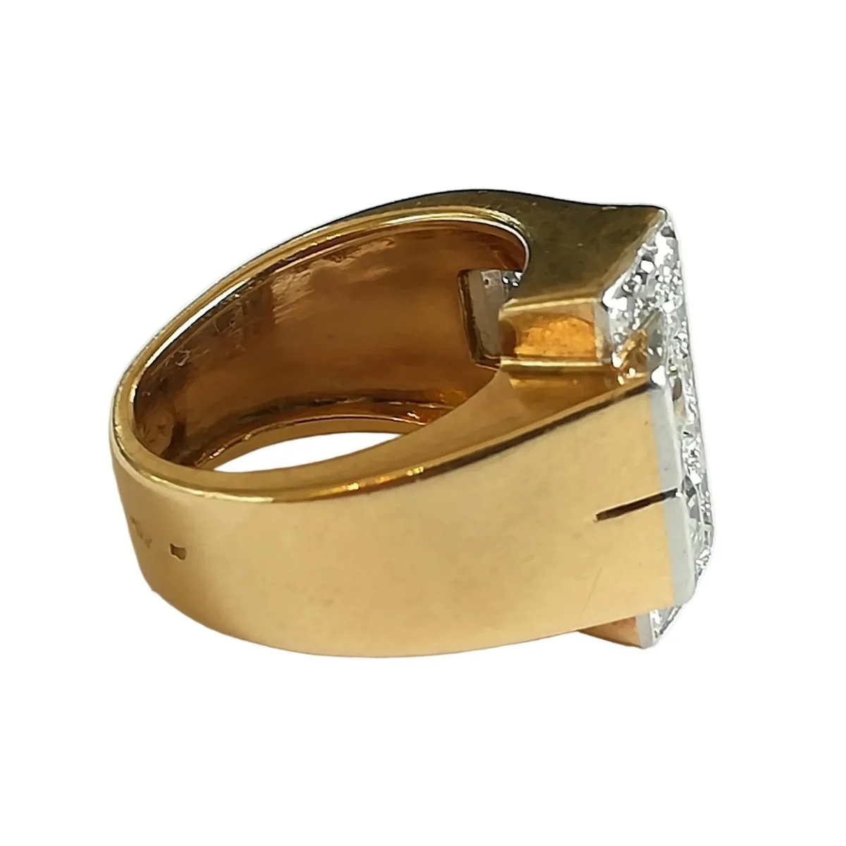 Bague Tank en or jaune, platine et diamants - Image 7
