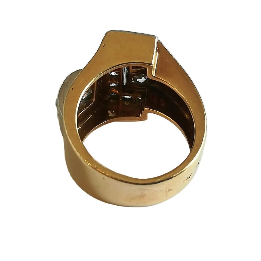 Bague Tank en or jaune, platine et diamants - Image 9
