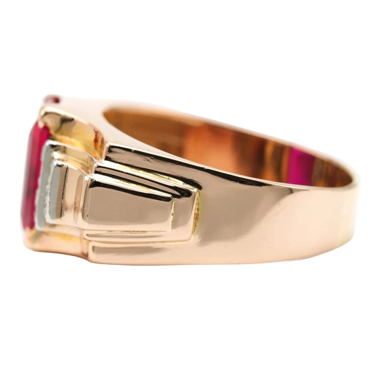 Bague Tank en or jaune, rubis et diamants - Image 3